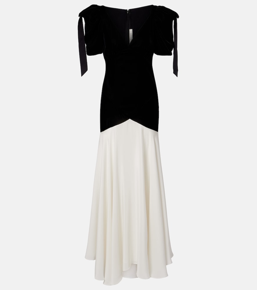 Rodarte Bow-detail silk crêpe and velvet gown