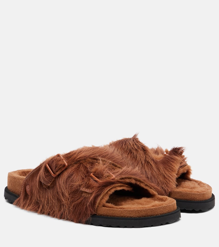 Birkenstock 1774 Zurich Shearling Slides In Brown