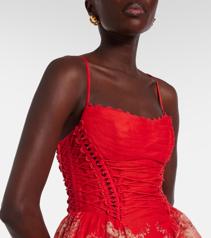 Zimmermann Rebellion Linen And Silk Minidress In Red