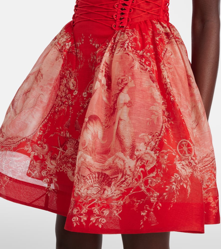 Zimmermann Rebellion Linen And Silk Minidress In Red