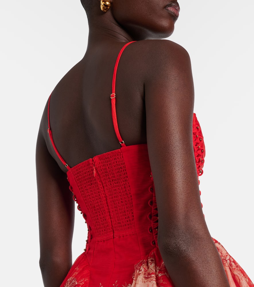 Zimmermann Rebellion Linen And Silk Minidress In Red
