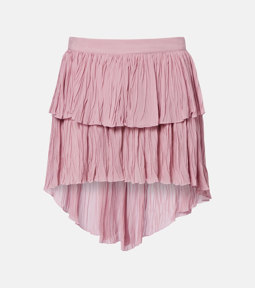 Blumarine Plissé tiered georgette miniskirt