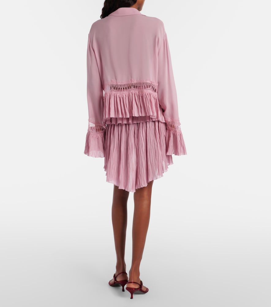 Plissé Tiered Georgette Miniskirt