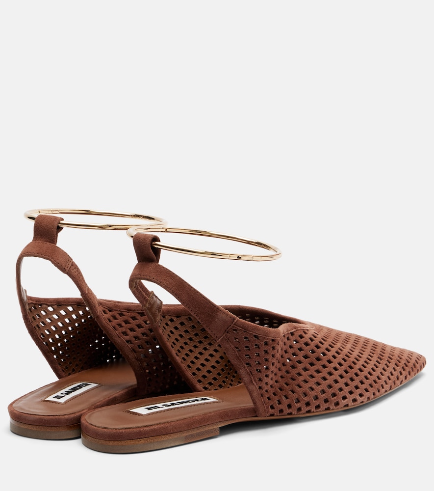 Jil Sander Jil Sander Perforated Suede Slingback Flats 
