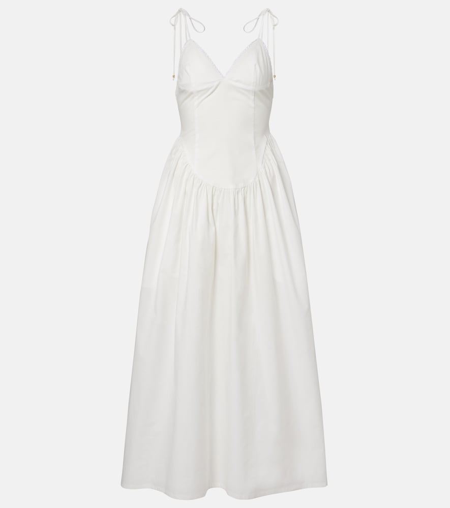 Bananhot Paloma Lace Trimmed Cotton Poplin Maxi Dress