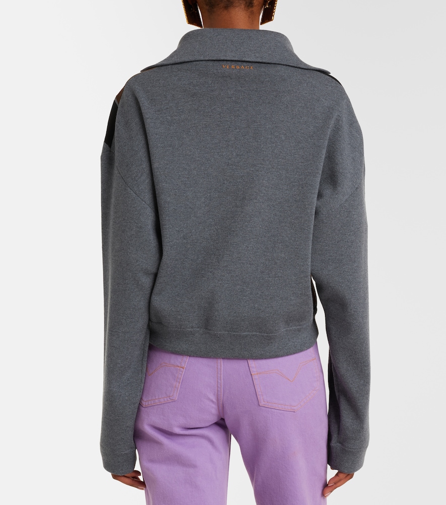  Versace Versace Suede-trimmed Wool-blend Zip-up Sweater 