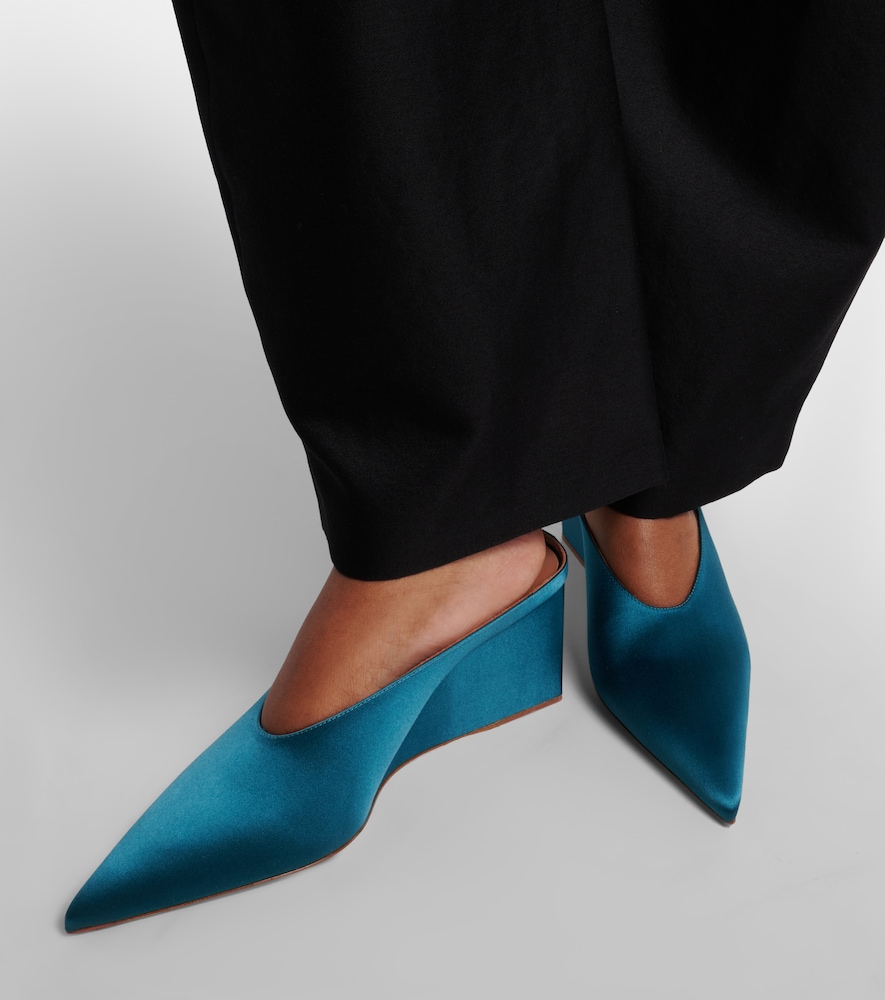 Alaïa Cube satin wedge mules