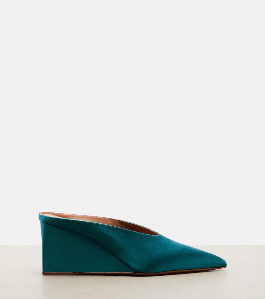  Alaia Alaã¯a Cube Satin Wedge Mules 