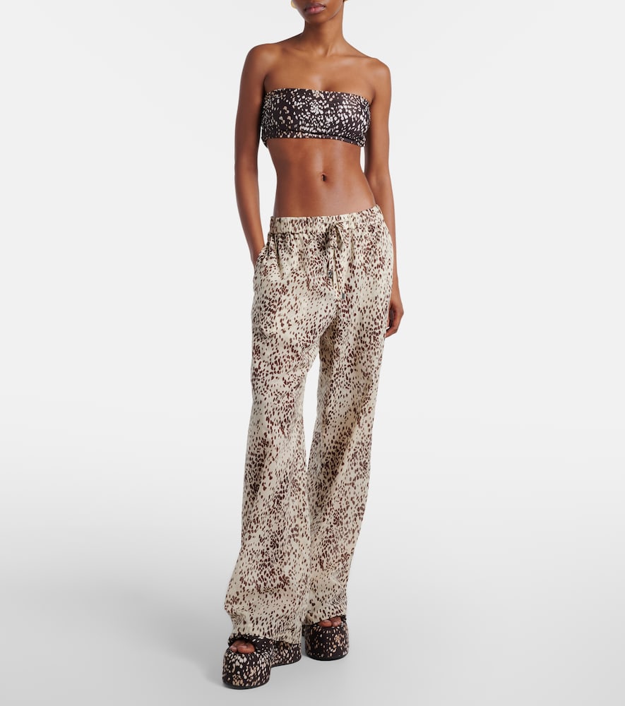 The Attico Leopard-print cotton wide-leg pants