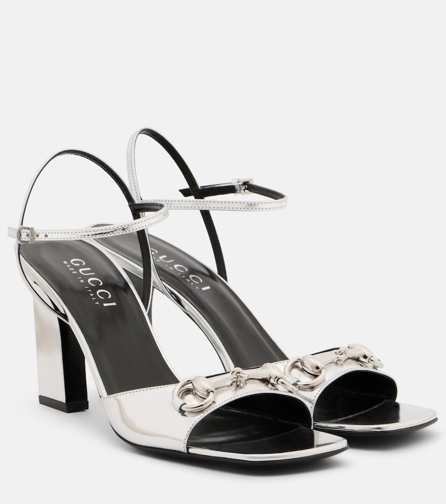 Gucci Signora Horsebit metallic leather sandals