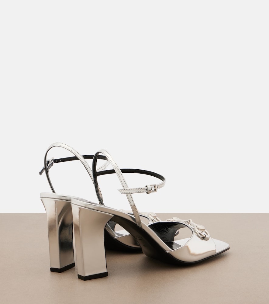  Gucci Gucci Slingback-sandalen Signora Horsebit Aus Leder 
