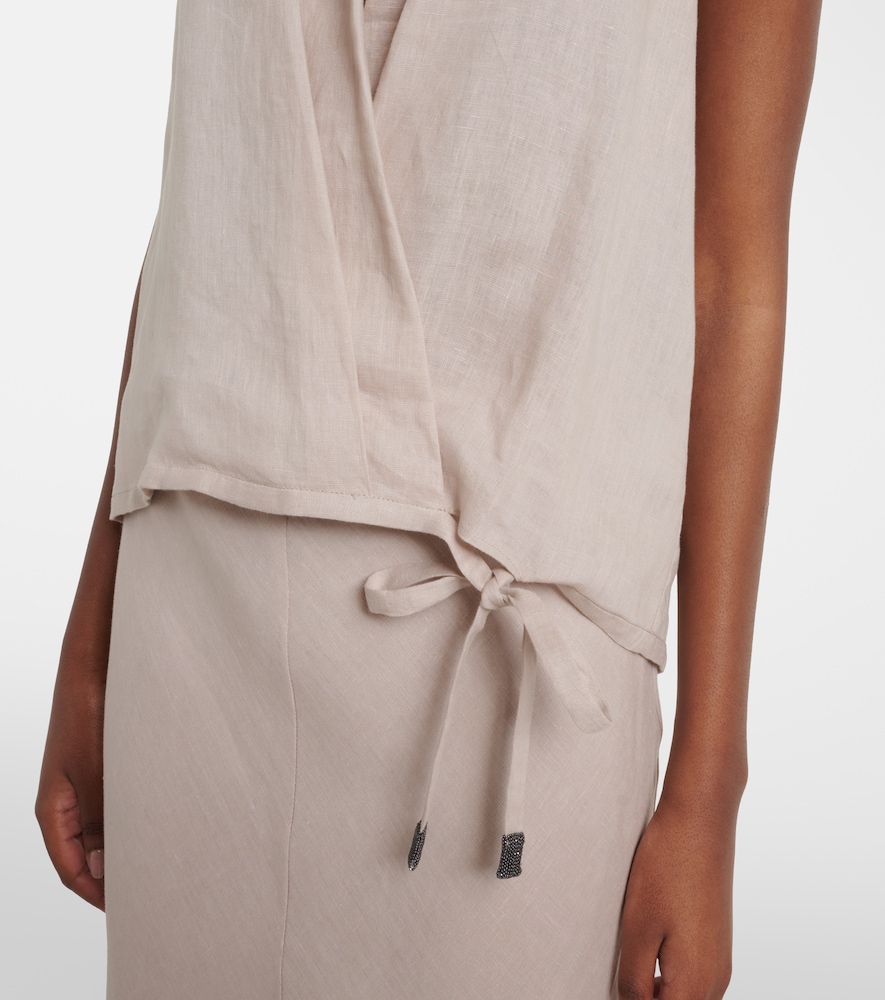  Brunello Cucinelli Brunello Cucinelli Wickeltop Monili Aus Leinen 
