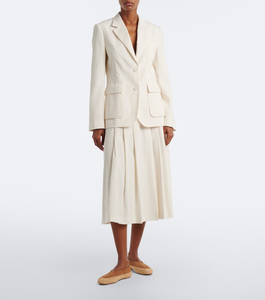 Gabriela Hearst Wesley pleated cotton corduroy midi skirt
