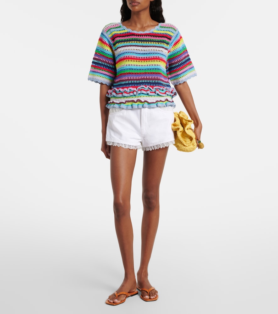  Ganni Ganni Jeansshorts Mit Spitze 