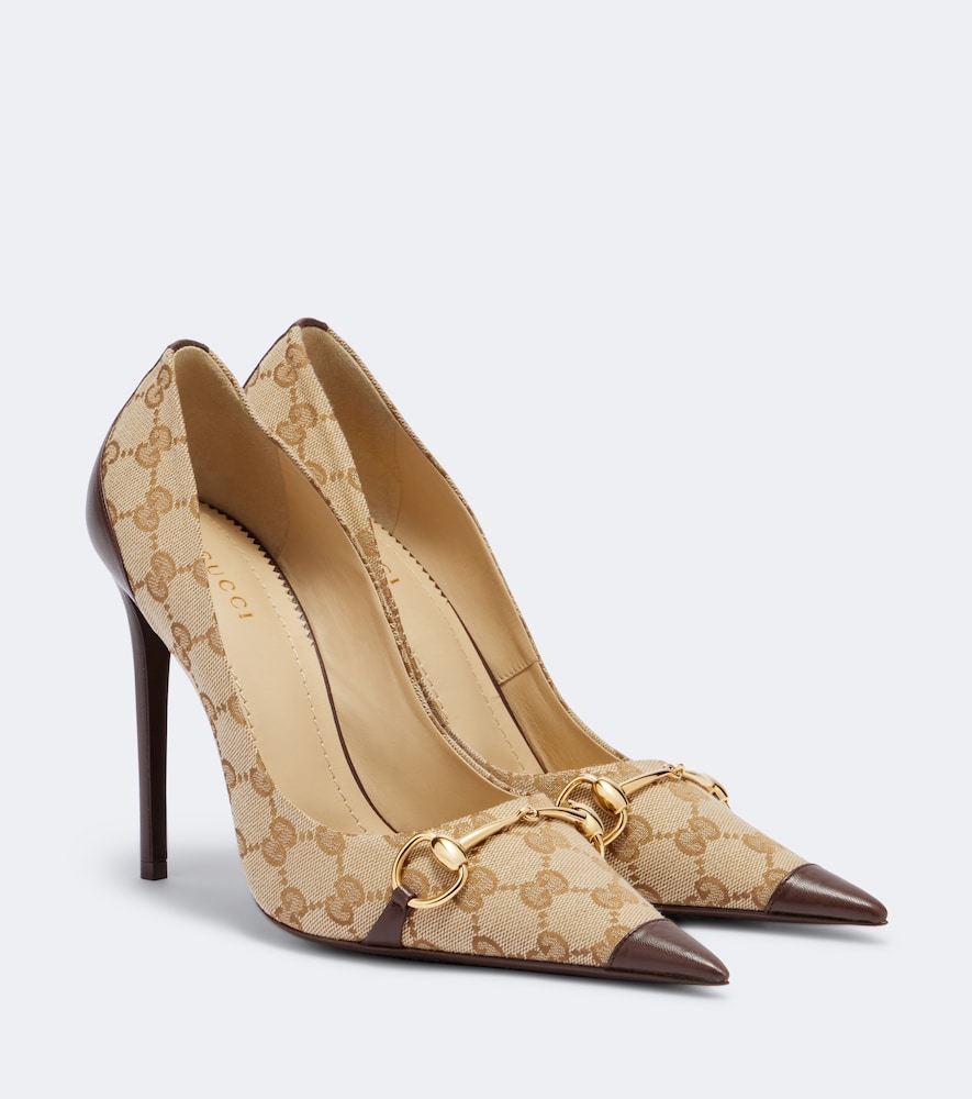 Pumps Donna Horsebit in canvas GG