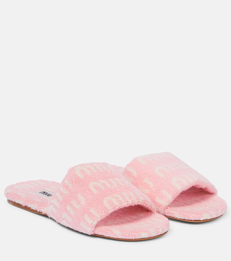 Miu Miu Women's Multicoloured Logo Terry Slides UK Size 2 - Mytheresa