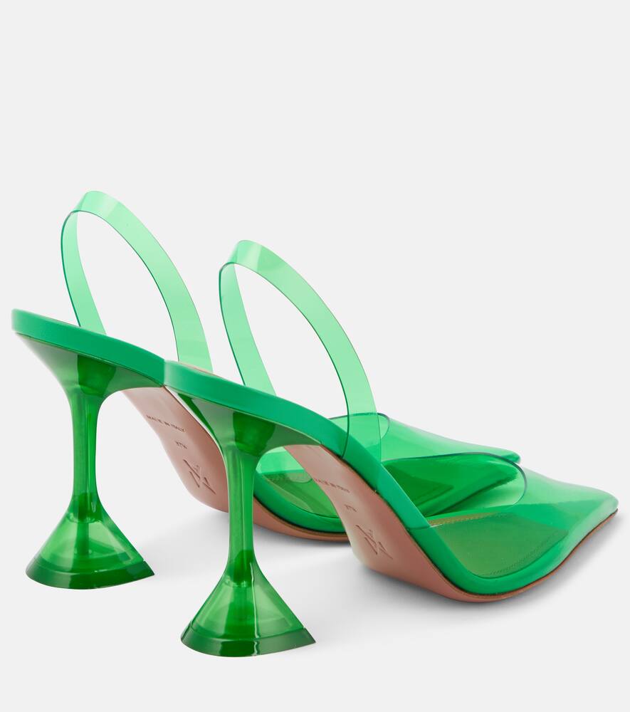 Amina Muaddi Green Holli Glass Sling Heels In Green