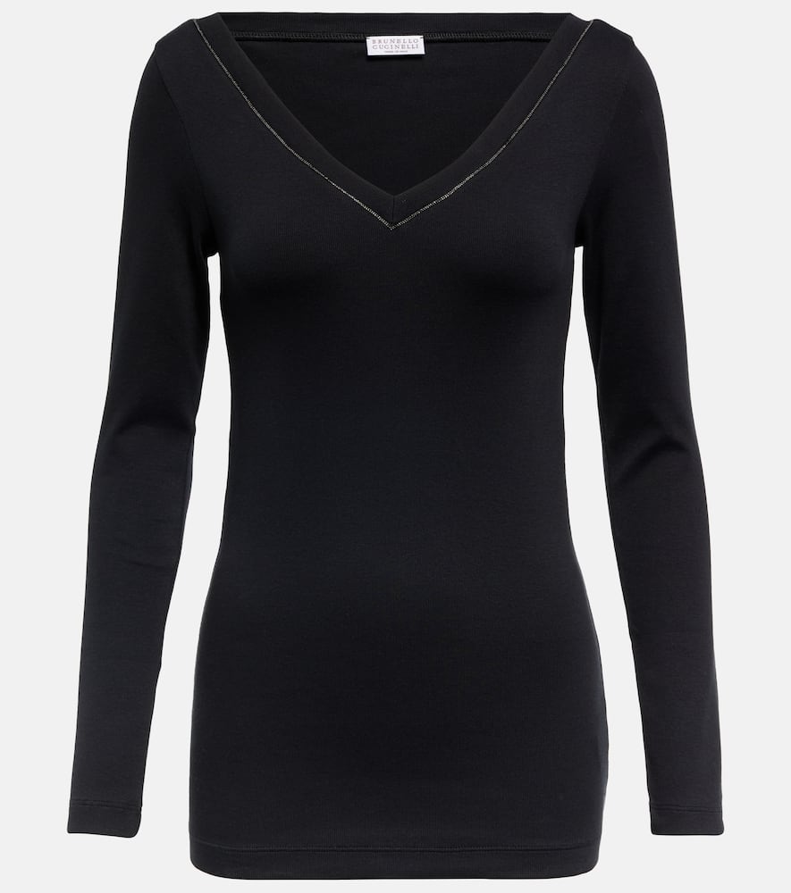 Brunello Cucinelli Cotton-blend Top In Nero