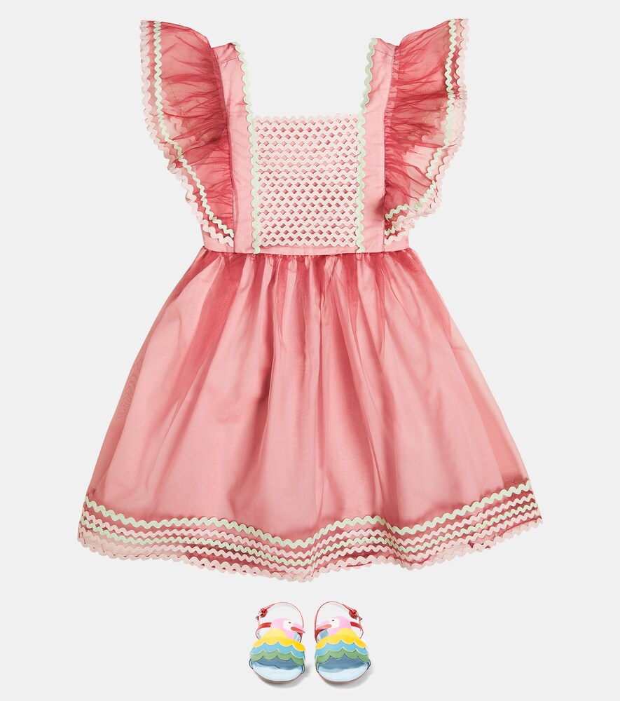 Stella Mccartney Kids' Ruffle-trimmed Embroidered Dress In Pink | ModeSens