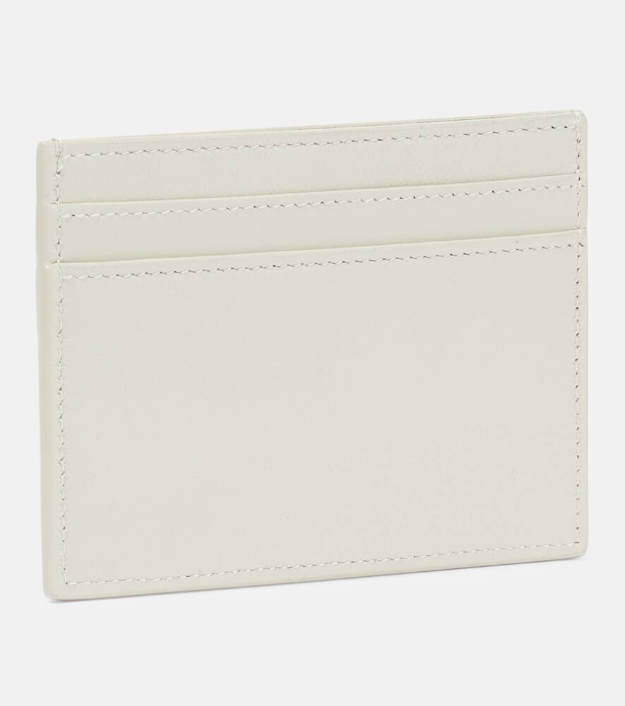 Shop Saint Laurent Cassandre Leather Card Holder In Blanc Vintage