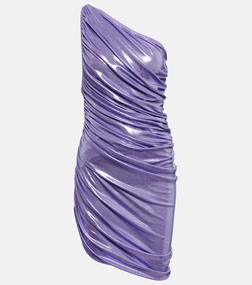 Norma Kamali Diana One-shoulder Lamé Minidress In Purple