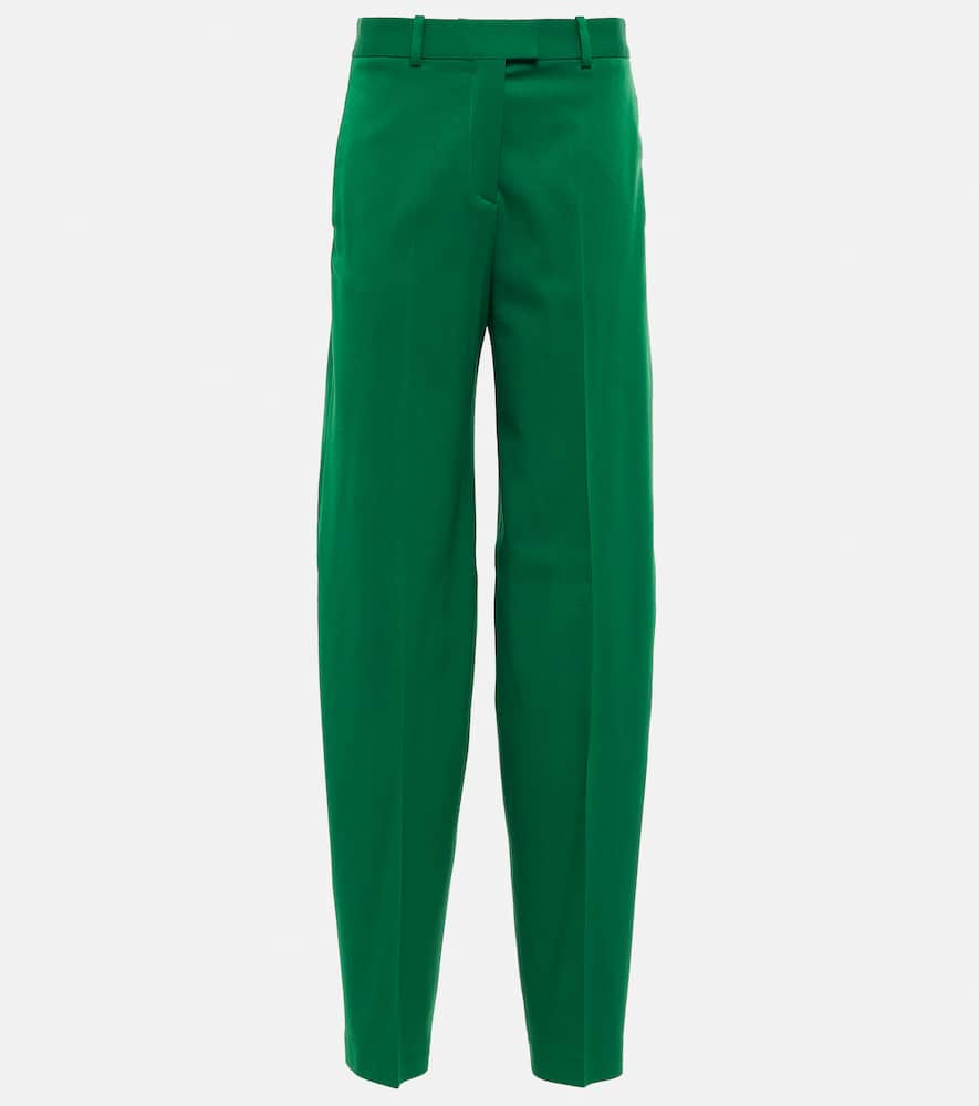 Shop Attico Wide-leg Wool-blend Pants In Green