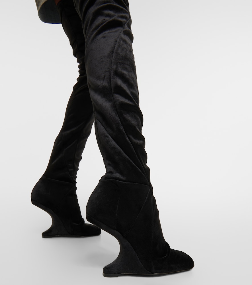 Cantilever Velvet Over-The-Knee Boots