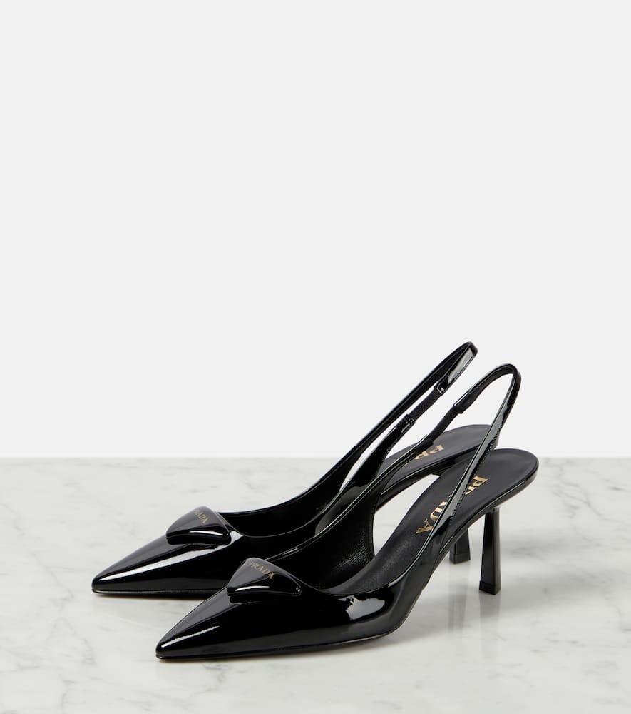 Prada Women Brushed Leather Slingback Pumps In Black