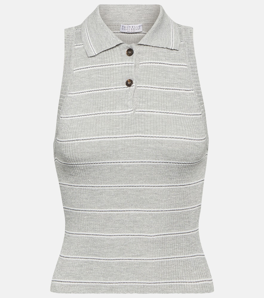 Brunello Cucinelli Striped ribbed-knit top