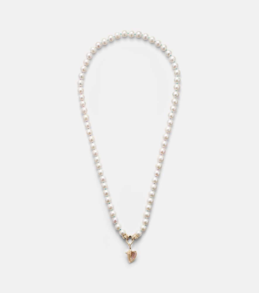 Sydney Evan Conch 14kt gold necklace with pearls and gemstones