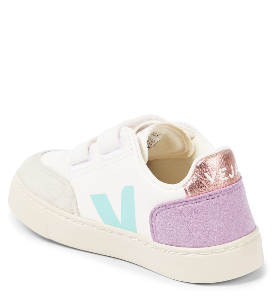 Veja V-12 Suede-trimmed Leather Sneakers In Multicoloured
