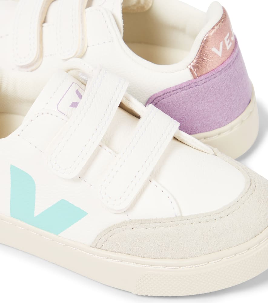 Veja V-12 Suede-trimmed Leather Sneakers In Multicoloured