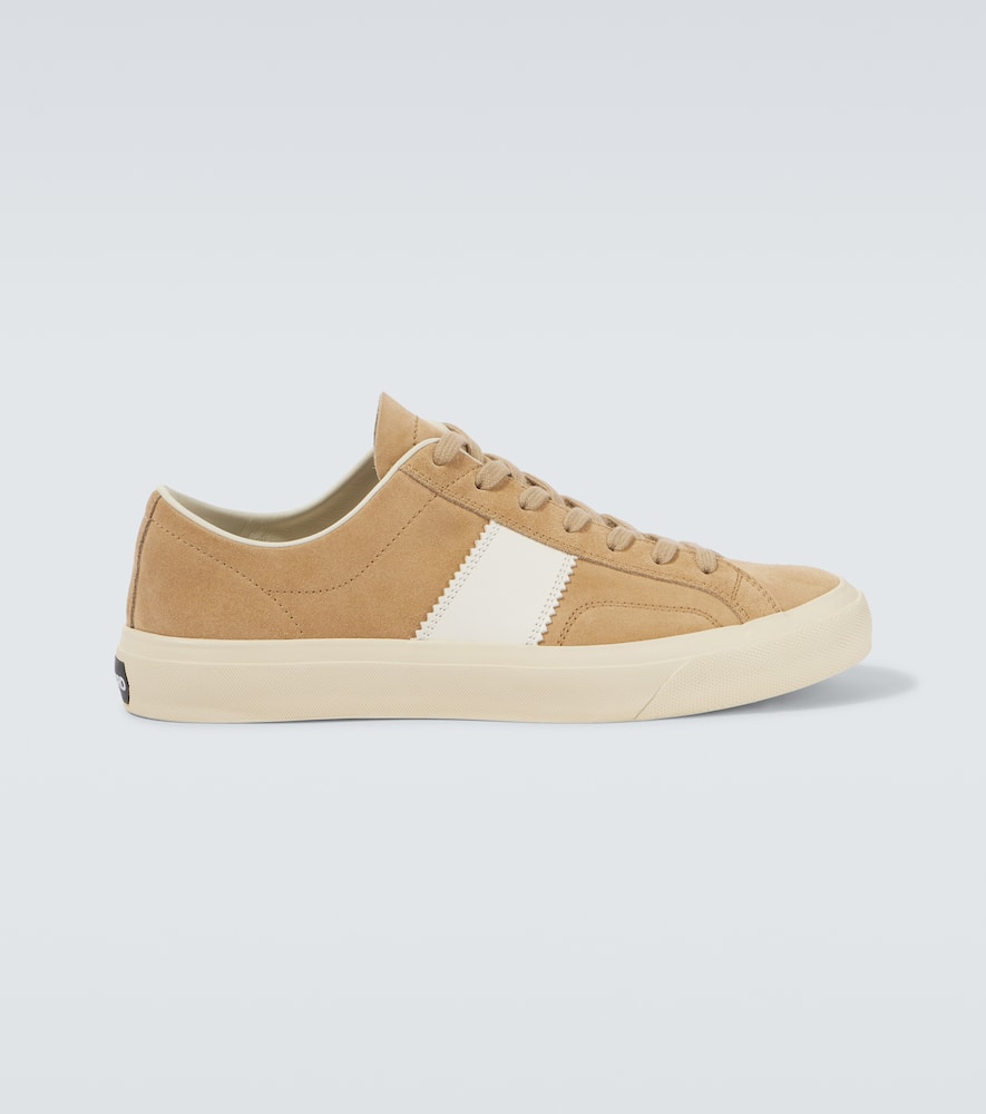 Tom Ford Cambridge Leather-trimmed Suede Sneakers In Neutrals