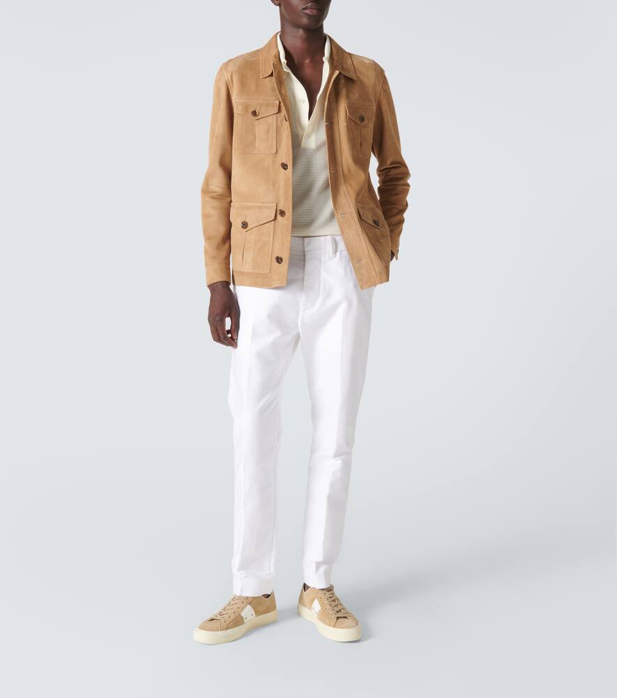 Tom Ford Cambridge Leather-trimmed Suede Sneakers In Neutrals