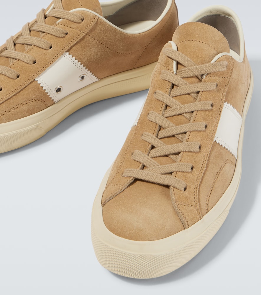 Tom Ford Cambridge Leather-trimmed Suede Sneakers In Neutrals