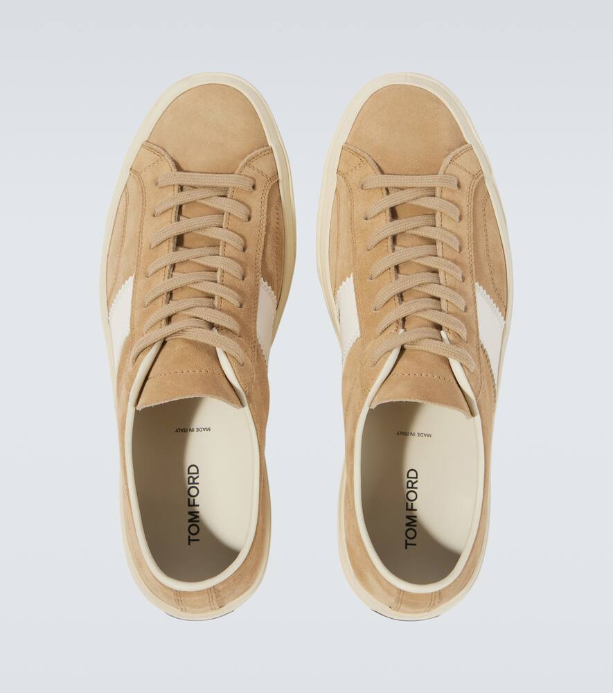 Tom Ford Cambridge Leather-trimmed Suede Sneakers In Neutrals