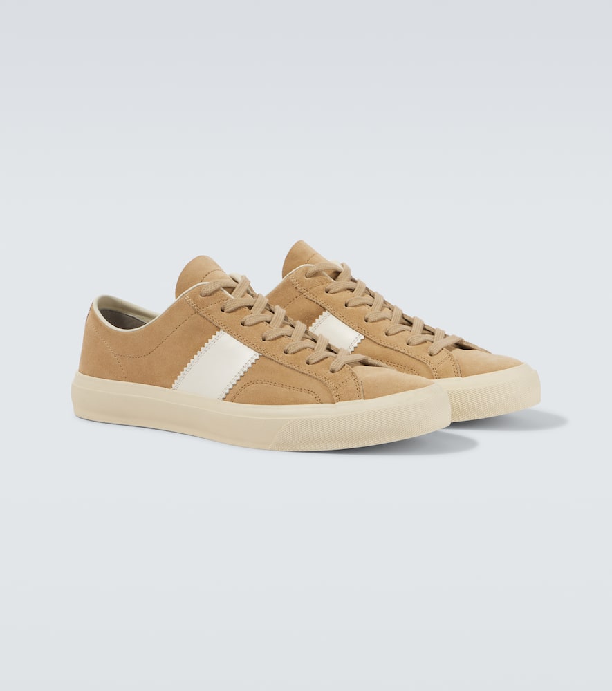 Tom Ford Cambridge Leather-trimmed Suede Sneakers In Neutrals