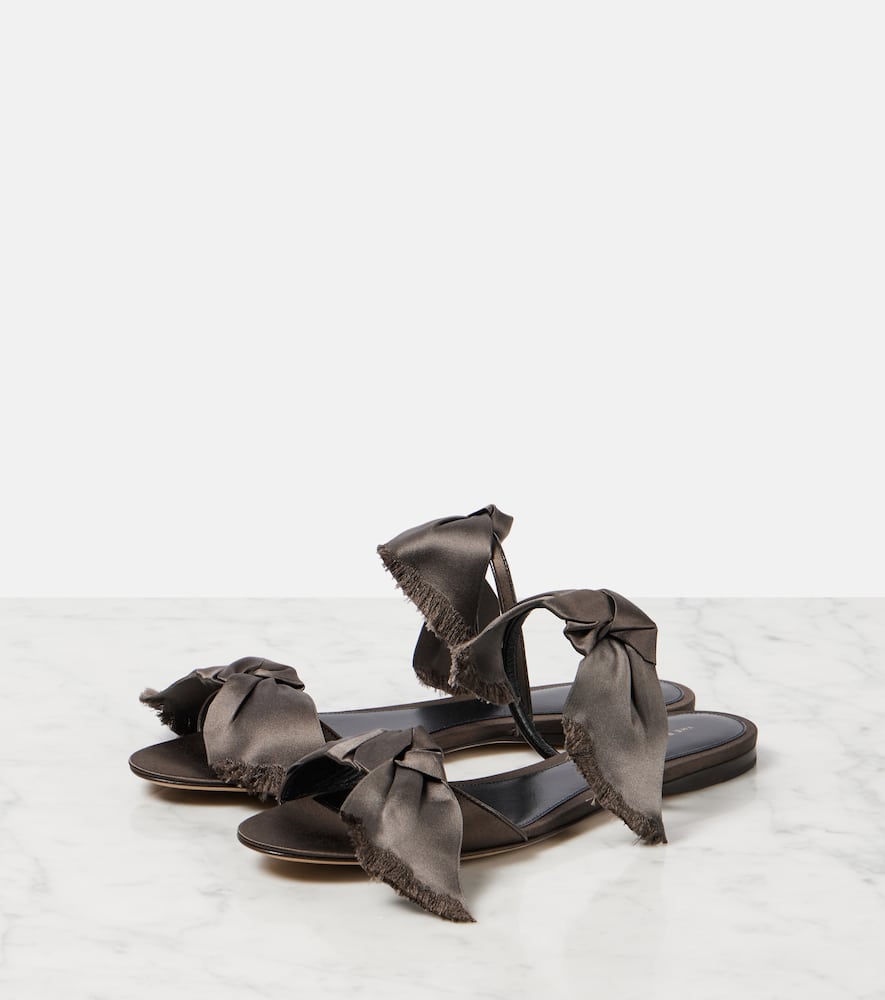 The Row Vika Knotted Satin Sandals In Brown