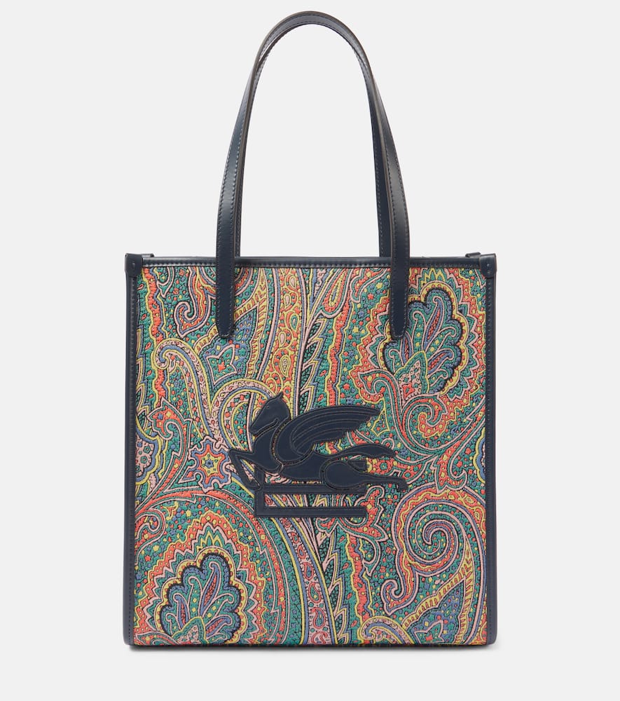 Etro Love Trotter Pegaso Medium Jacquard Shopper In Blue