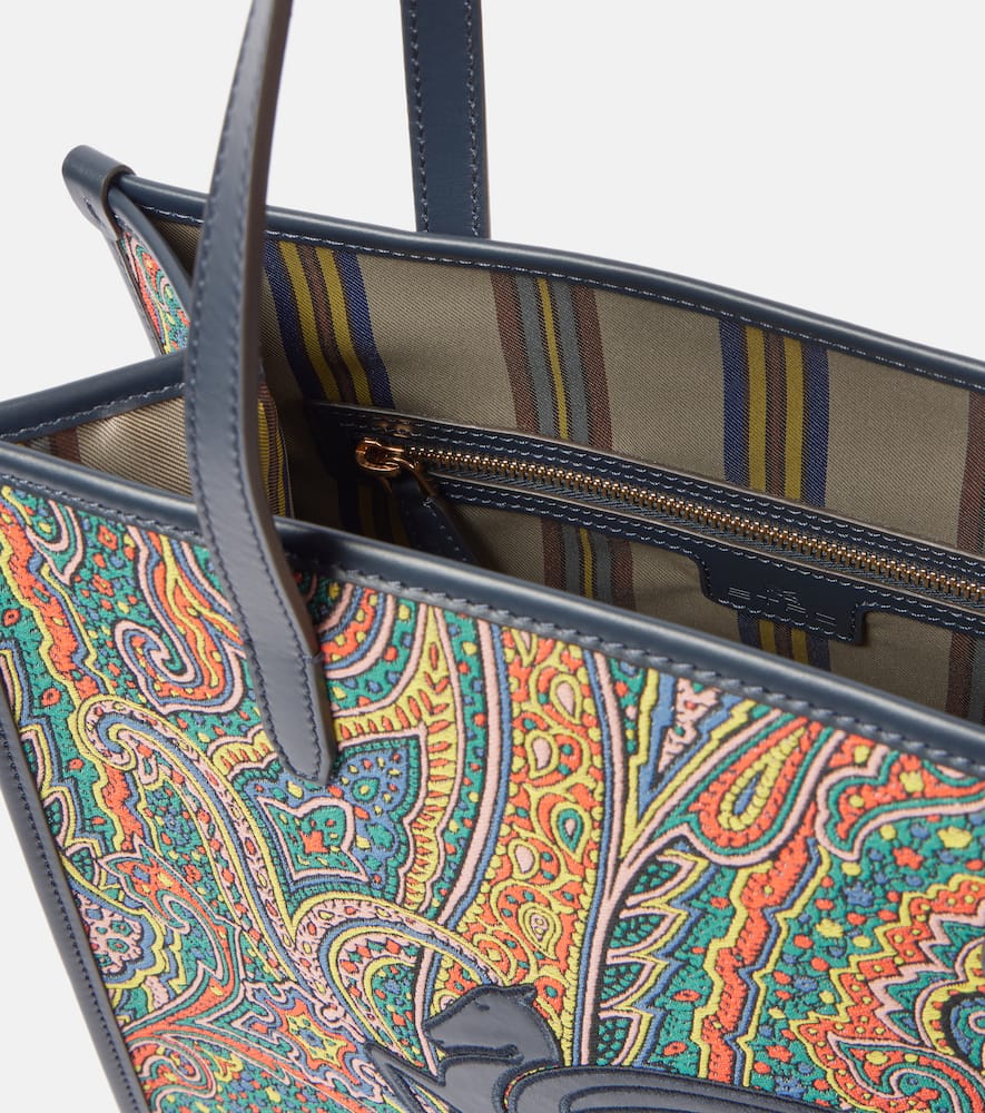 Etro Love Trotter Pegaso Medium Jacquard Shopper In Blue