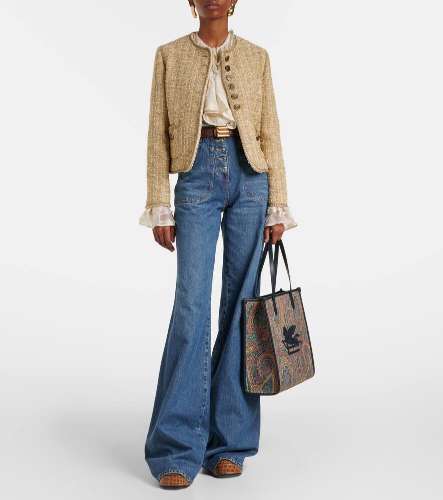 Etro Love Trotter Pegaso Medium Jacquard Shopper In Blue