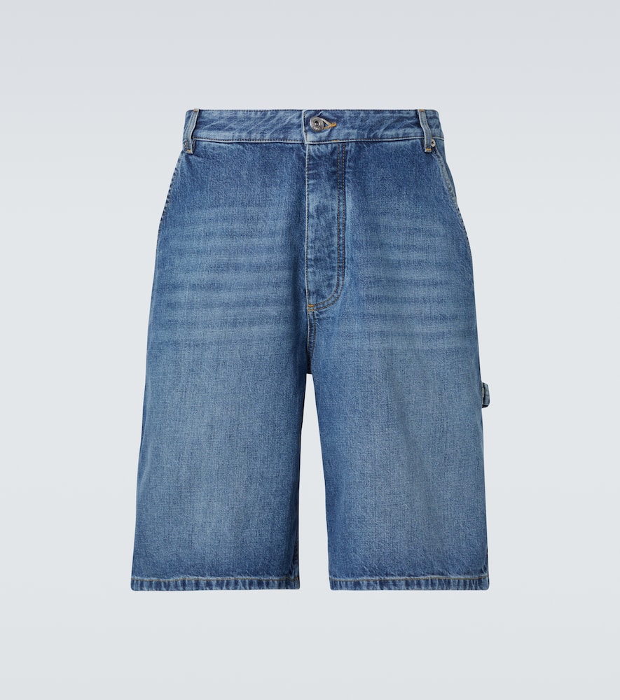 High-rise denim Bermuda shorts