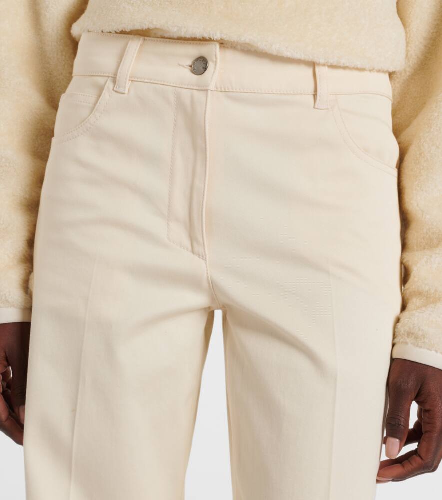 Moncler Cotton Gabardine Straight Pants In White