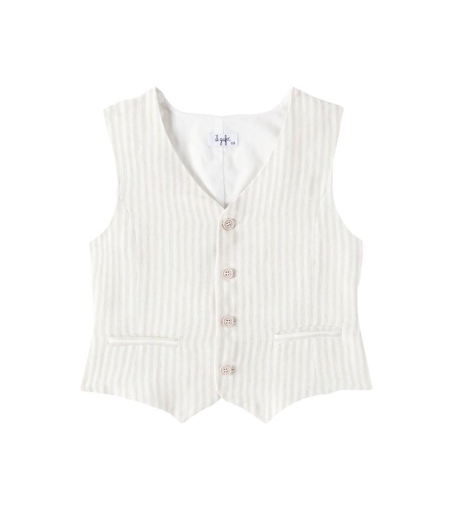 Il Gufo Striped Linen Vest In Beige