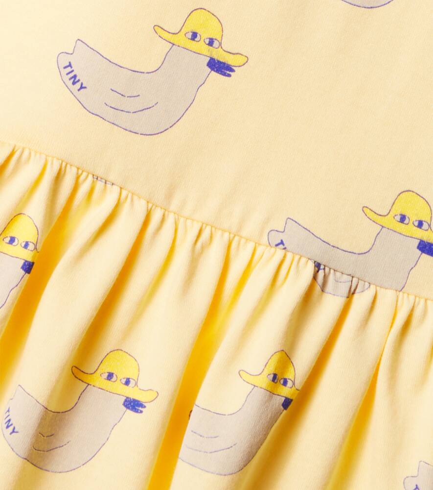 Tinycottons Ducks Ruffled Cotton Pants In Yellow