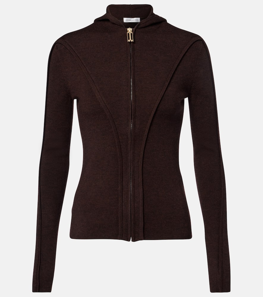 Wool-blend jersey zip-up hoodie