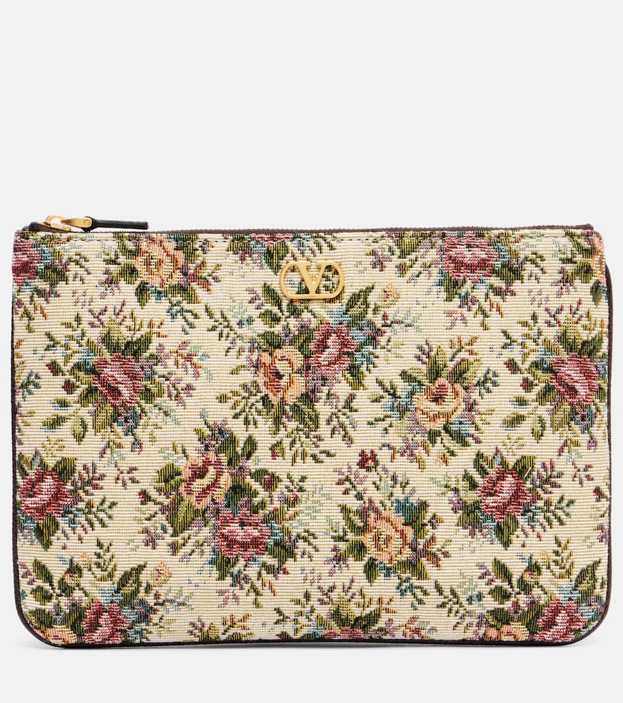 VLogo Signature floral jacquard pouch