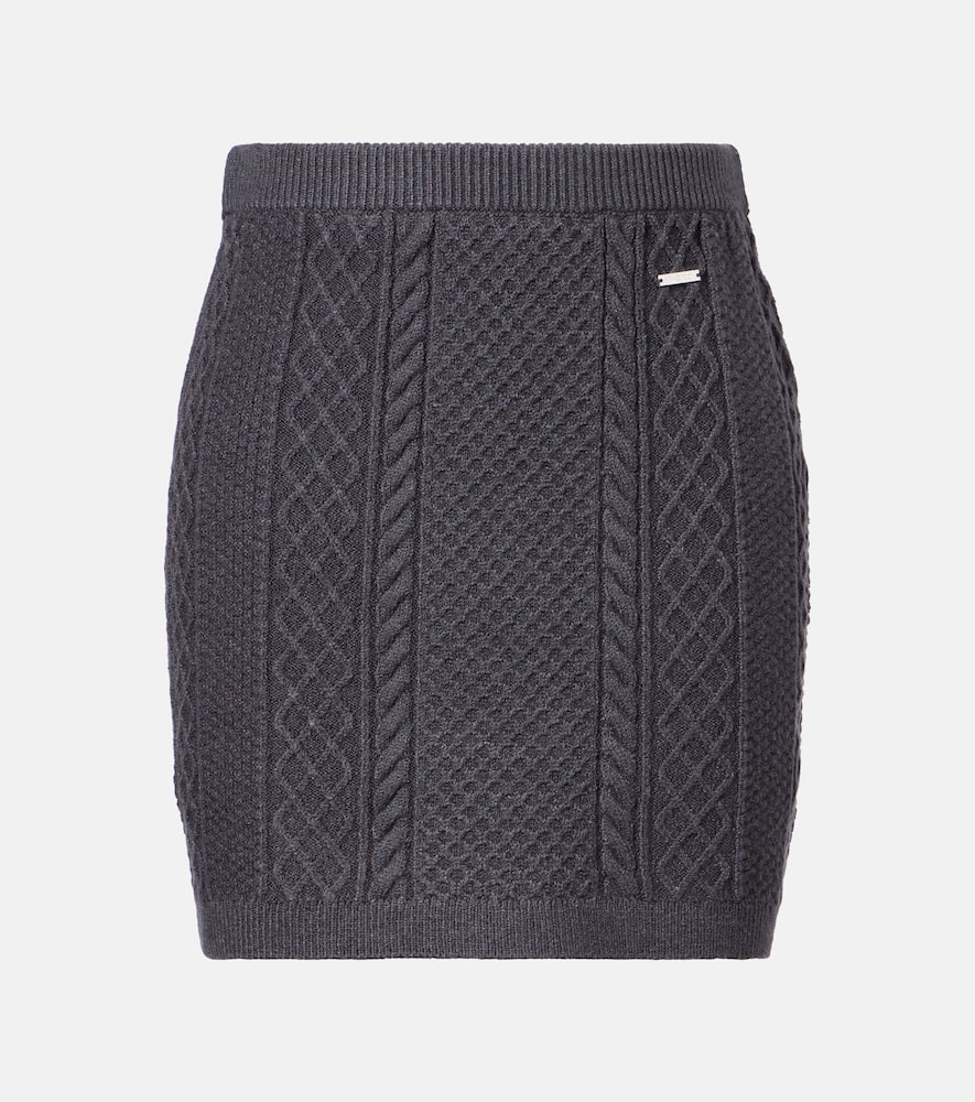 Jw Anderson Cable-knit Wool And Cotton-blend Miniskirt In Gray