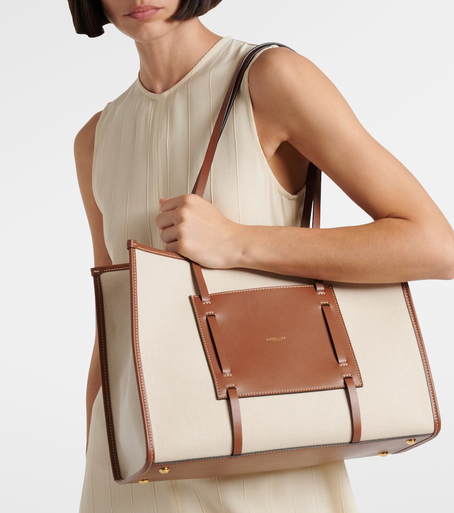 DeMellier Capri leather-trimmed canvas tote bag