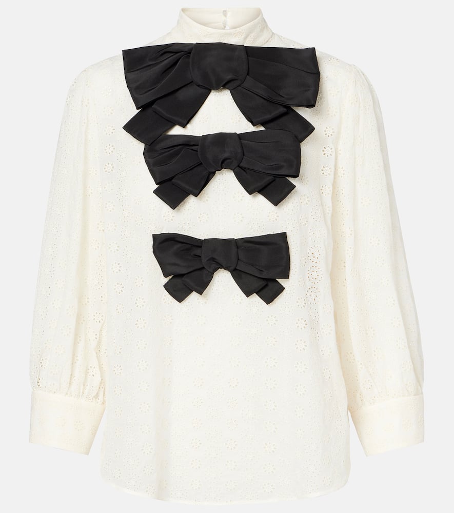 Valentino Mossi Bow-detail Cotton Top In White